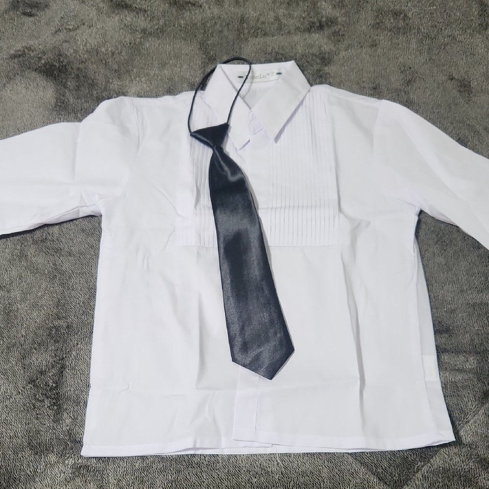 White Dress Shirt with Black Tie NWOT